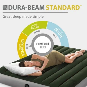 Intex 64763 10" Dura-Beam Standard Downy Inflatable Queen Air Mattress with Built-In Foot Pump