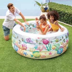 Intex 58480 Fishy Fun Pool Round Transparent PVC Inflatable Swimming Pool For Toddlers