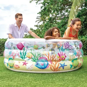 Intex 58480 Fishy Fun Pool Round Transparent PVC Inflatable Swimming Pool For Toddlers
