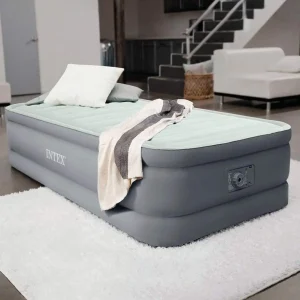 Intex 64902 PremAire Laminate PVC Twin Raised Inflatable Air Mattress With Built-in Pump