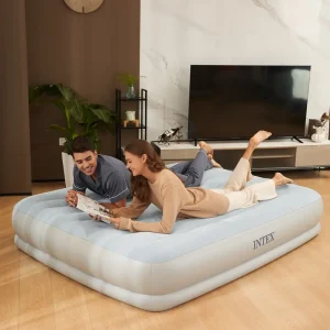 Intex 64159 Dura-Beam Plus Comfort Airbed 14" Inflatable Queen Air Mattress With Built-In USB Pump