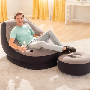Intex 68564 ultra lounge flcoked inflatable lounge chair with foot rest