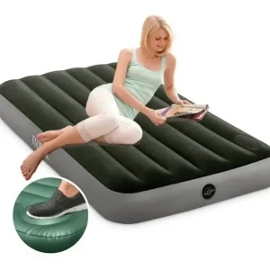 Intex 64761 Dura-Beam Classic Downy Mattress Twin Inflatable Mattress Built In Lightweigt Foot Pump