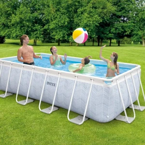 Piscina Intex 26780 Chevron Metal Frame 400x200x100cm Rectangular Above Ground Pools For Backyard