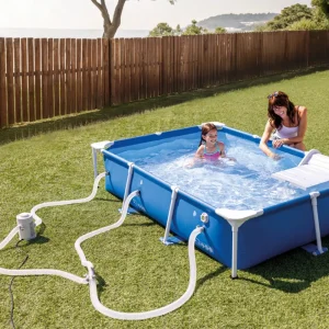 Intex 48404  Rectangular Metal Frame Pet Pool With Ramp And Filter Pump For Animal