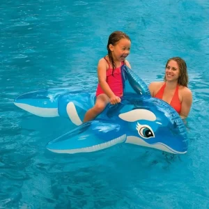 Intex 58523 Lil Whale Ride-On Transparent PVC Blue Inflatable Whale Pool Float For Toddler