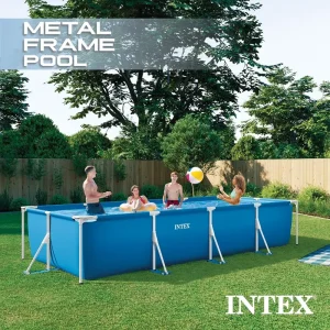 Intex 28274 Above Ground Pool Rectangular Steel Frame Pool With Filter Pump 450x220x84cm