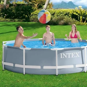 Intex 26710 Prism Frame Pool 12’x30“ Round Premium Above Ground Pools For Family Grey