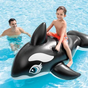 Intex 58561 Orca Whale Ride-On Large Inflatable Whale Pool Float For Kids