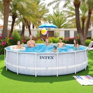 Piscina Intex 26746 Chevron Steel Frame 16x48 Above Ground Pool Set For Family